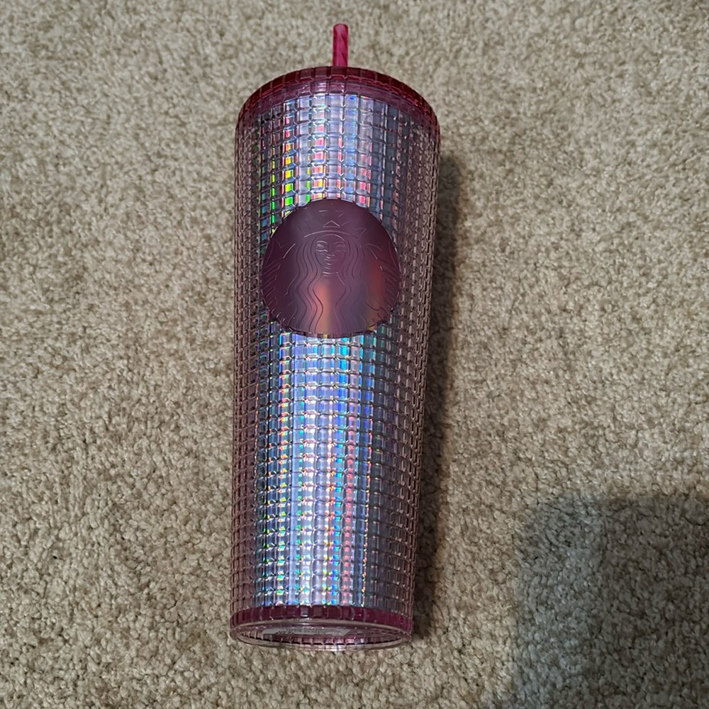 Starbucks 2023 bubblegum cup, pink/raninbow